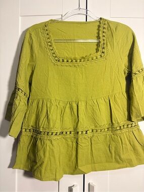 Women’s Olive Green Peasant Blouse